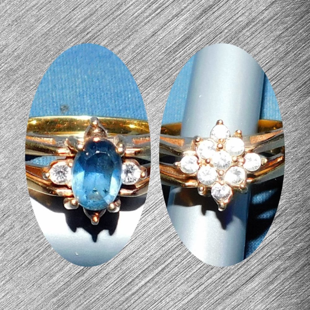Reversible Flip Cocktail Ring Blue and White NV